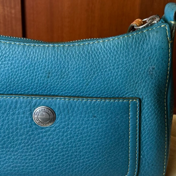 Coach turquoise pebble leather handbag with matching wristlet. - Picture 10 of 10